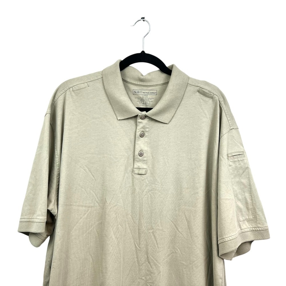 5.11 Tactical Series Men Polo Shirt Spread Collar Short Sleeves Tan Taupe Sz XL* - Picture 2 of 5
